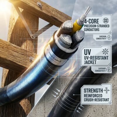 ABC 4x35mm2 UV Stabilized PVC Insulated Aerial Bundled Cable Overhead 0.6/1kV IEC60502 fornitore