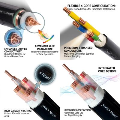Cavo di alimentazione isolato XLPE resistente al fuoco certificato BS6387 0.6/1kV Emergenza fornitore